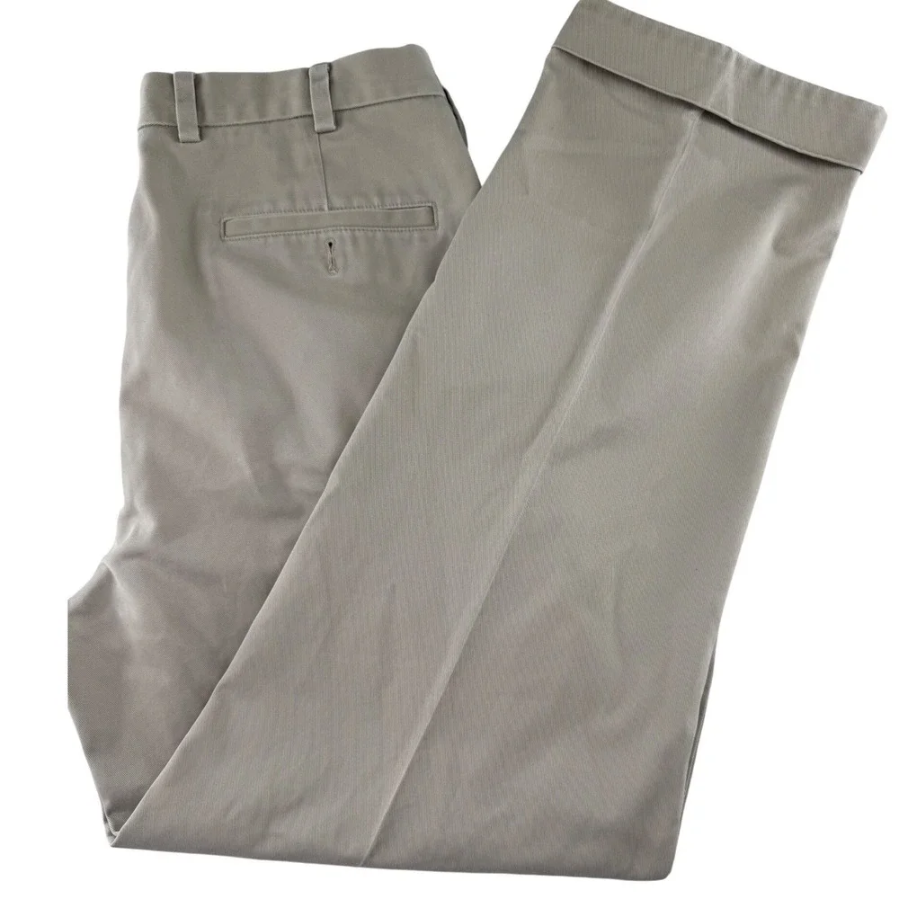 Brooks Brothers Dad Chino Pants Men 33x30 Khaki Pleated Cuffed Elliot Fit Cotton